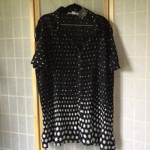 Black and white tunic blouse top 1X